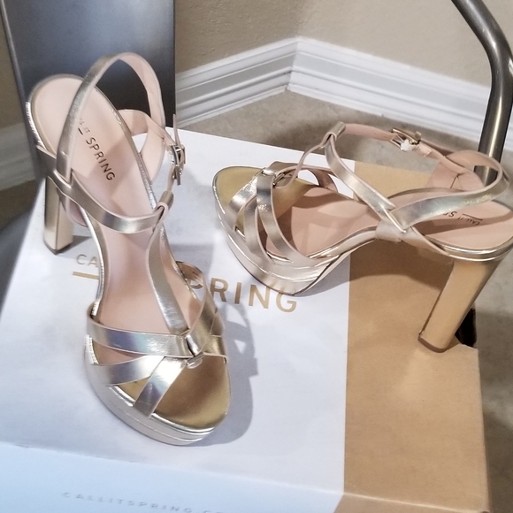 Gold Shiny Metallic High Platform High Heels Miami 7.5 - Picture 3 of 16